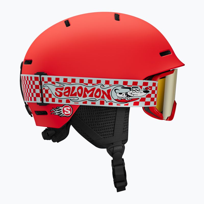 Dětská lyžařská přilba Salomon Player Combo + Gogle XV Jr cherry tomato/red silver mirror 2