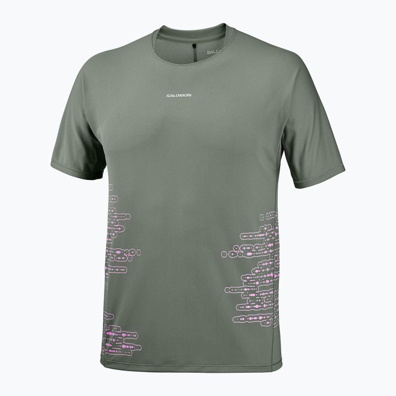 Pánské běžecké tričko Salomon Sense Aero GFX Tee SS castor gray/pink frosting 4