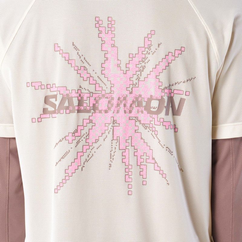 Pánské běžecké tričko Salomon Shakeout Core GFX SS Tee whisper white/pink frosting 4