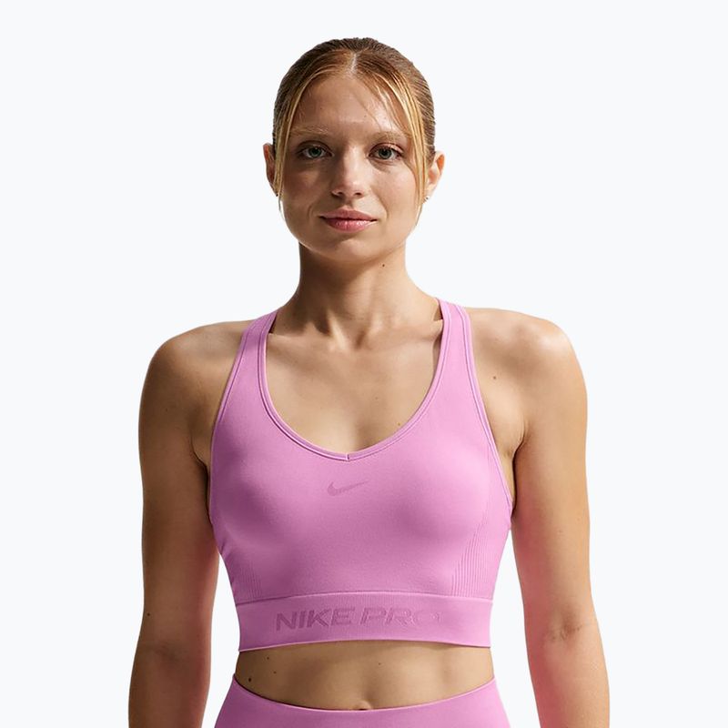 Tréninkový top Nike Pro Seamless Dri-Fit Cropped light magenta