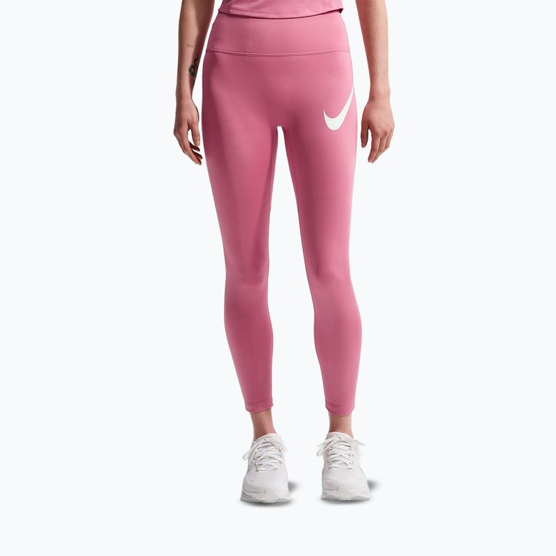Dámské běžecké legíny Nike Tempo Swoosh Run High-Waisted 7/8 peony/white