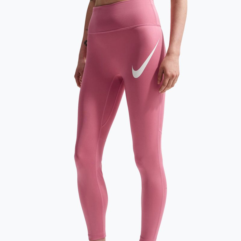 Dámské běžecké legíny Nike Tempo Swoosh Run High-Waisted 7/8 peony/white 4