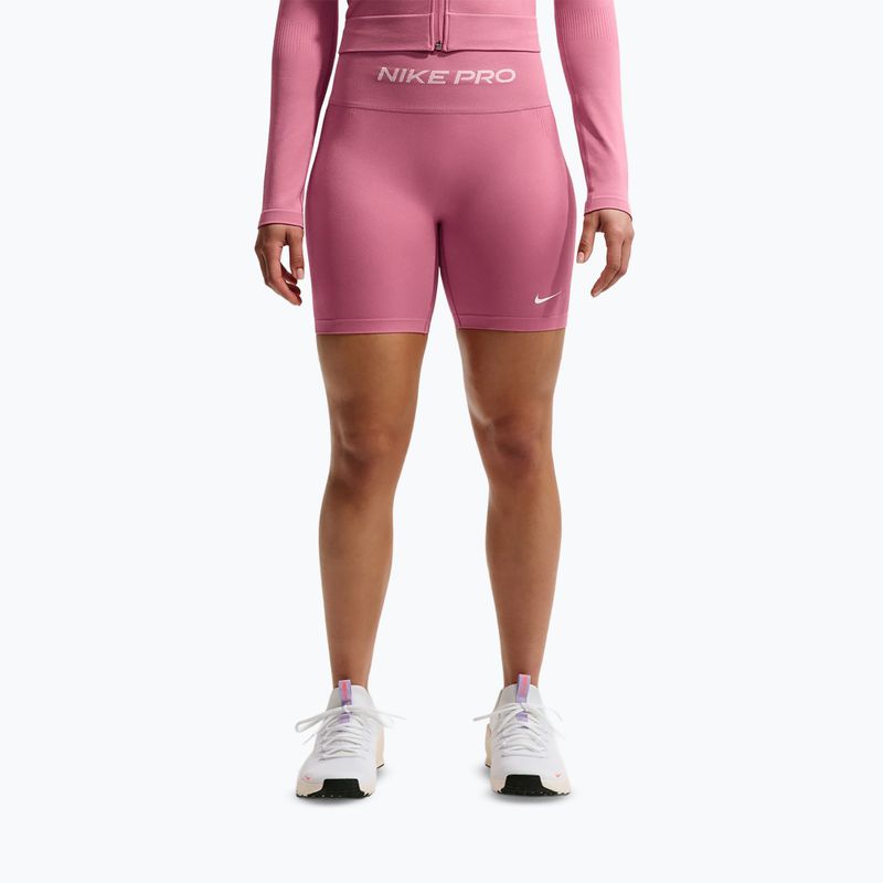 Dámské tréninkové šortky Nike Pro Seamless High Waisted Biker 5" peony/white