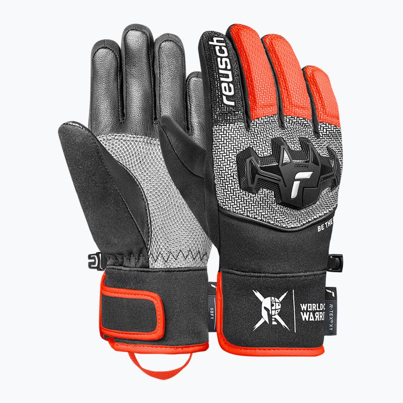 Dětské lyžařské rukavice Reusch Worldcup Warrior R-Tex XT Junior black/silver/fluo red 2