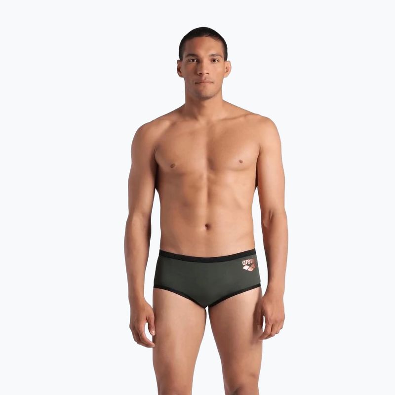 Pánské plavecké boxerky arena One Low Waist Short Big Logo dark sage/black 4