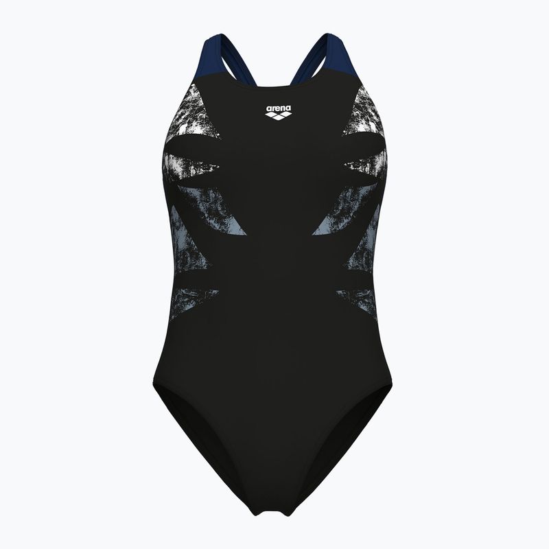 Dámské jednodílné plavky Arena Graphic V Back black/navy