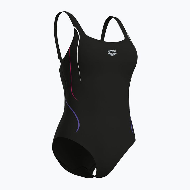 Dámské jednodílné plavky Arena Ludovica Soft Curve Back black/black multi 3