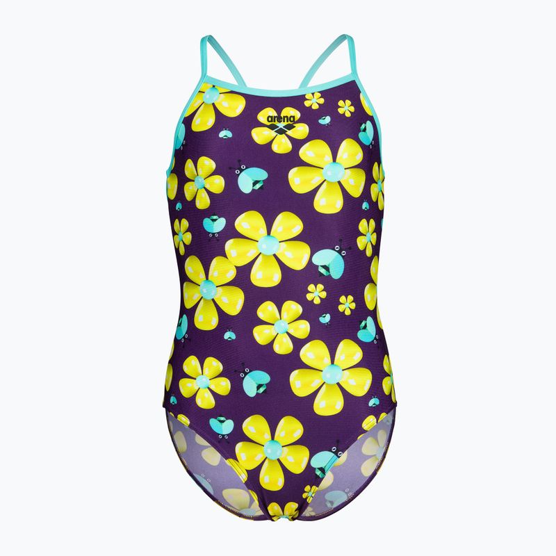Dětské jednodílné plavky arena Spring Lightdrop Back plum multi/water
