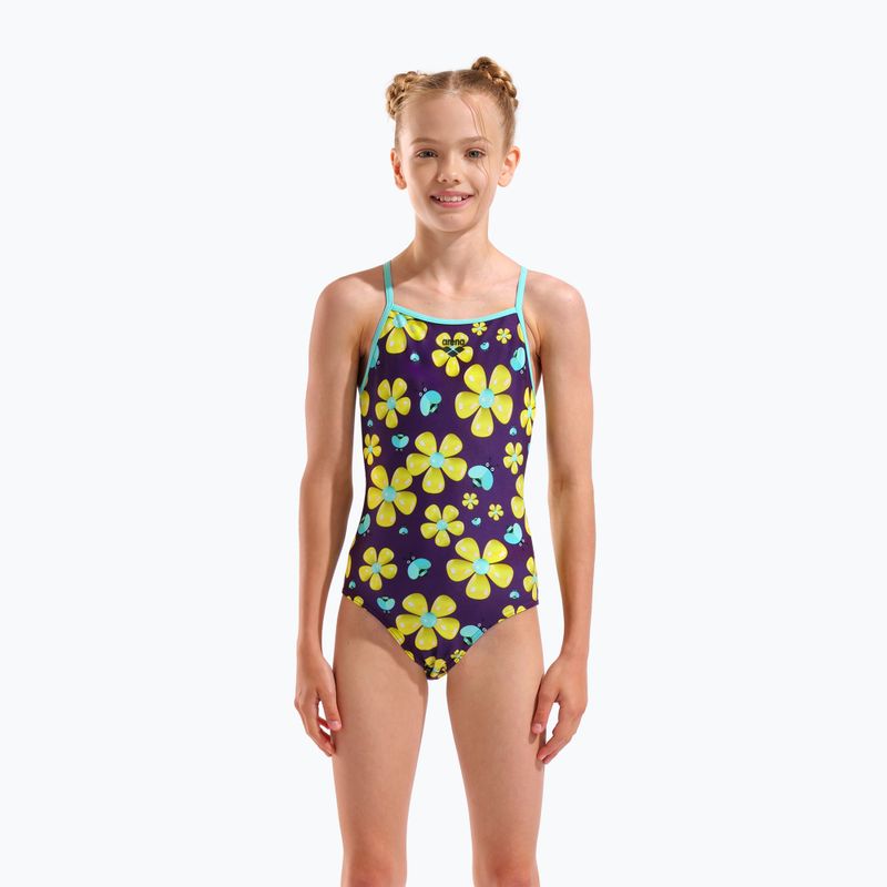 Dětské jednodílné plavky arena Spring Lightdrop Back plum multi/water 5