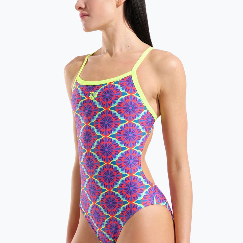 Dámské jednodílné plavky arena Floral Challange Back violet multi/artic lime 4