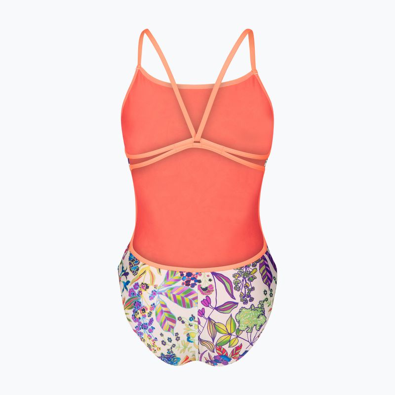 Dámské jednodílné plavky arena Painting Lace Back multi/bright coral 2