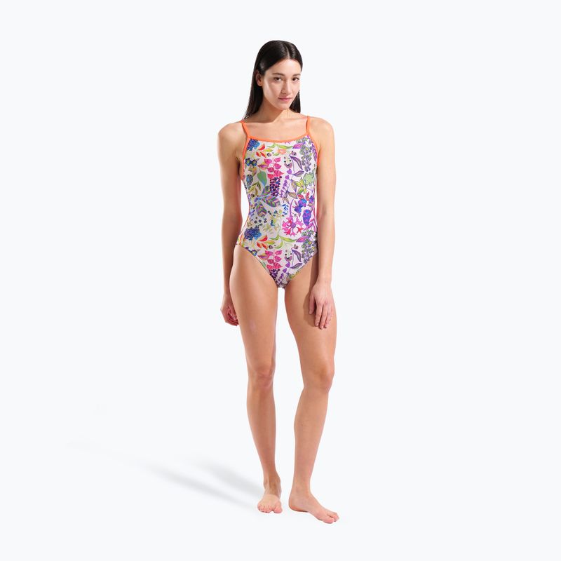 Dámské jednodílné plavky arena Painting Lace Back multi/bright coral 6