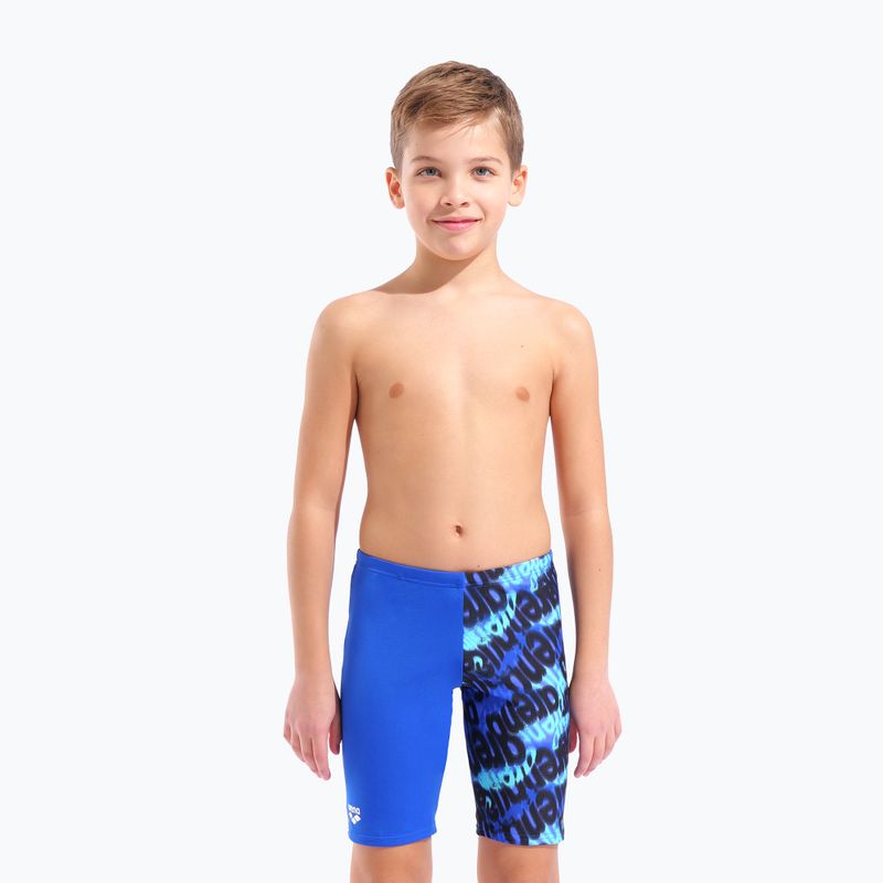 Dětské plavky jammer arena Crowded Swim Jammer neon blue/neon blue multi 5