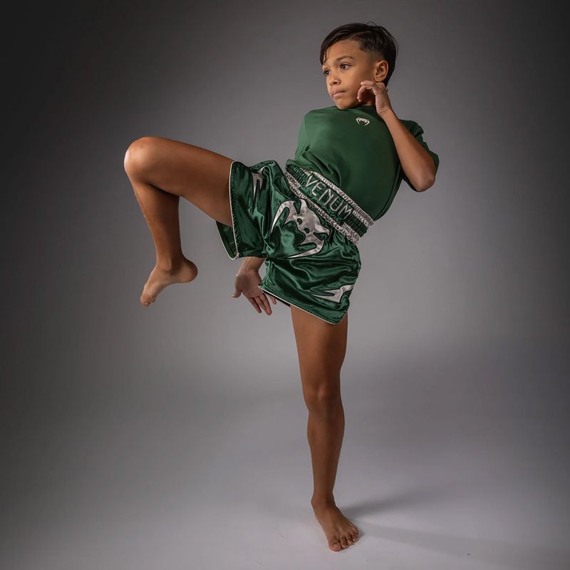 Dětské tréninkové šortky Venum Inferno Muay Thai forest green/off white 2