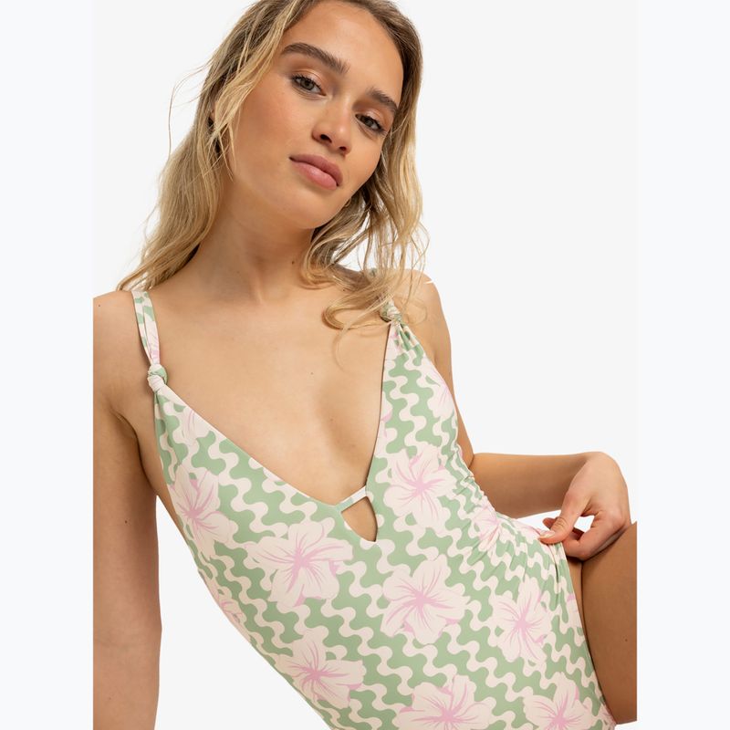 Dámské jednodílné plavky ROXY Hibiscus Daze basil party waves yw 5