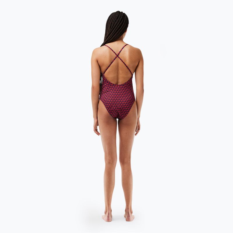Lacoste dámské jednodílné plavky MF7264 penumbra / alizarin / red 4
