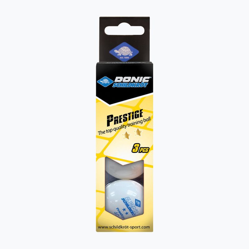 Míčky na stolní tenis Donic-Schildkröt 2-Stars Prestige Poly 40+ 3ks white 3