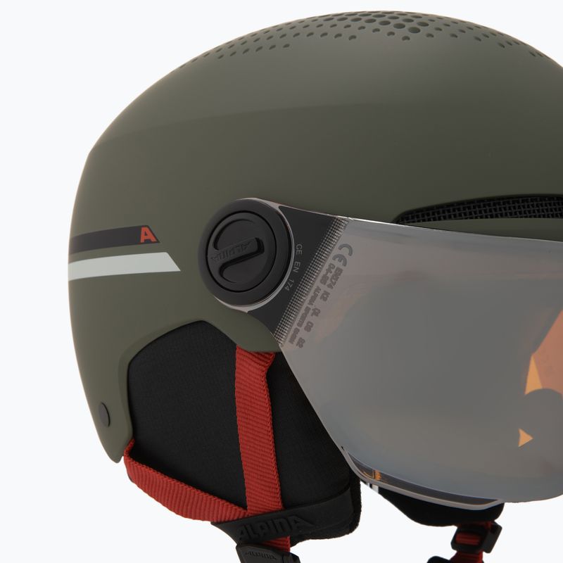 Dětská lyžařská helma Alpina Zupo Visor Q-Lite olive/ red matt 7