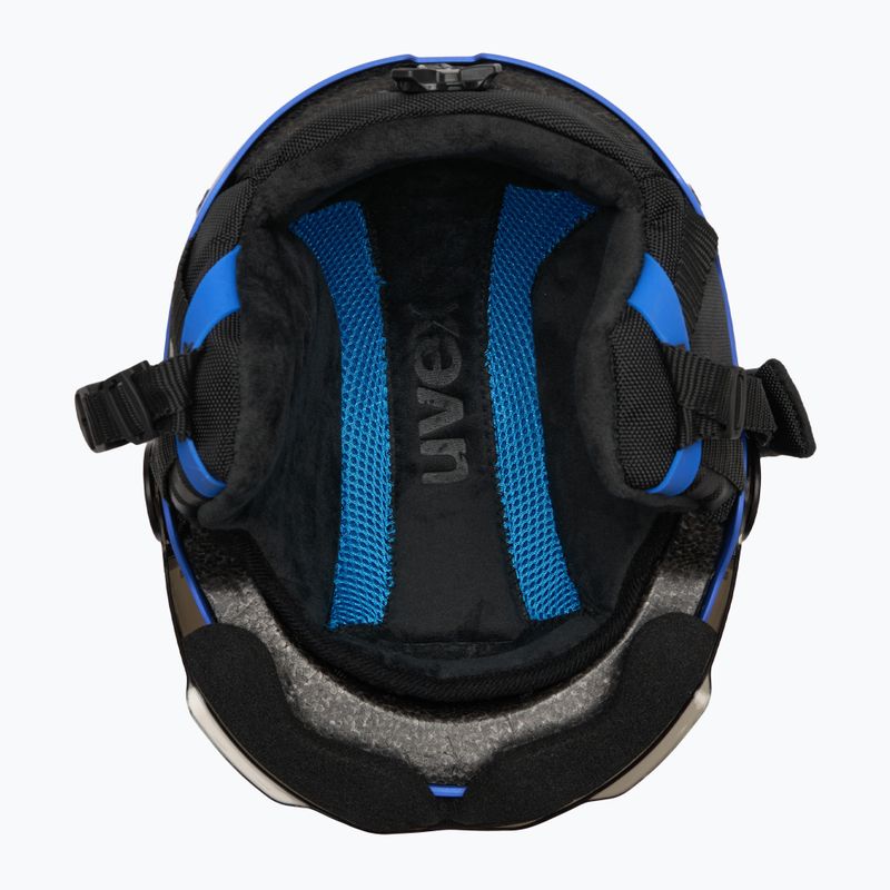 Dětská lyžařská helma UVEX Rocket Visor Jr blue matt/mirror blue/smoke 5