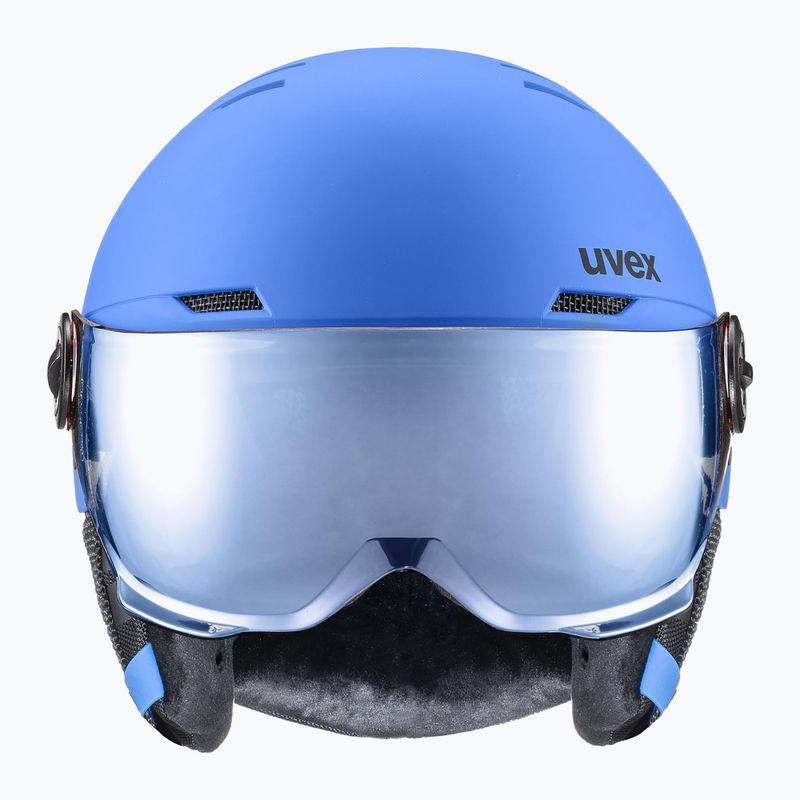 Dětská lyžařská helma UVEX Rocket Visor Jr blue matt/mirror blue/smoke 10