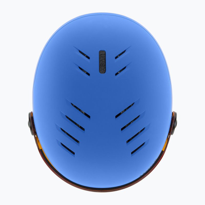 Dětská lyžařská helma UVEX Rocket Visor Jr blue matt/mirror blue/smoke 13