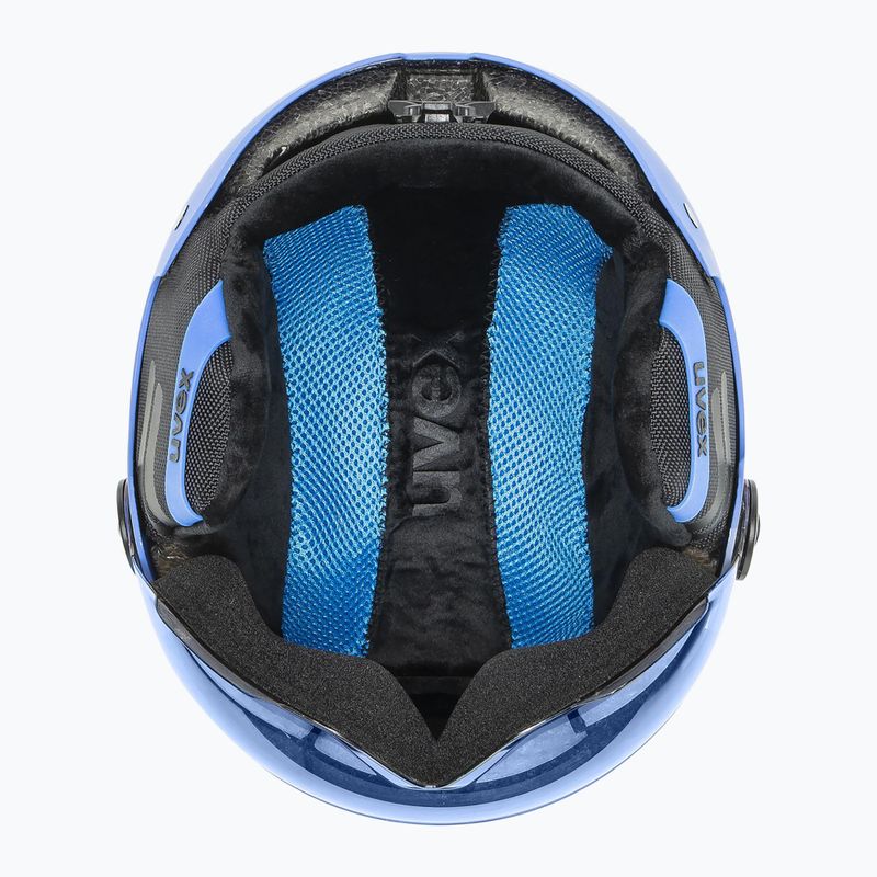 Dětská lyžařská helma UVEX Rocket Visor Jr blue matt/mirror blue/smoke 14