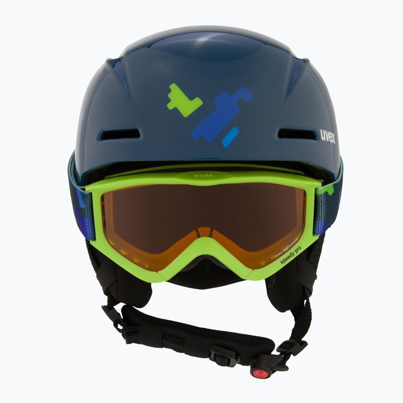 Dětská  lyžařská helma  UVEX Viti Set + gogle Speedy Pro blue puzzle/lasergold lite 2
