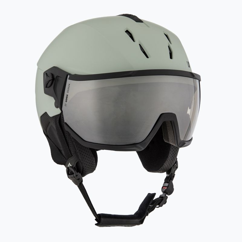 Lyžařská helma UVEX Instinct Visor oxid green matt/mirror silver/smoke