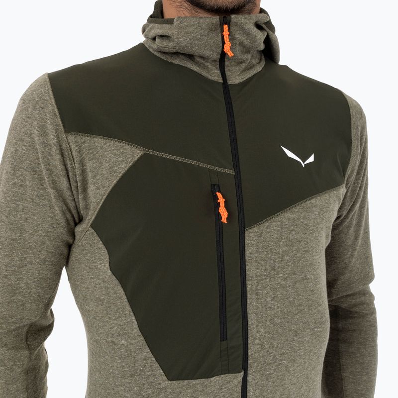 Pánská trekingová mikina Salewa Puez 2 Dry Hood FZ dark olive melange 5