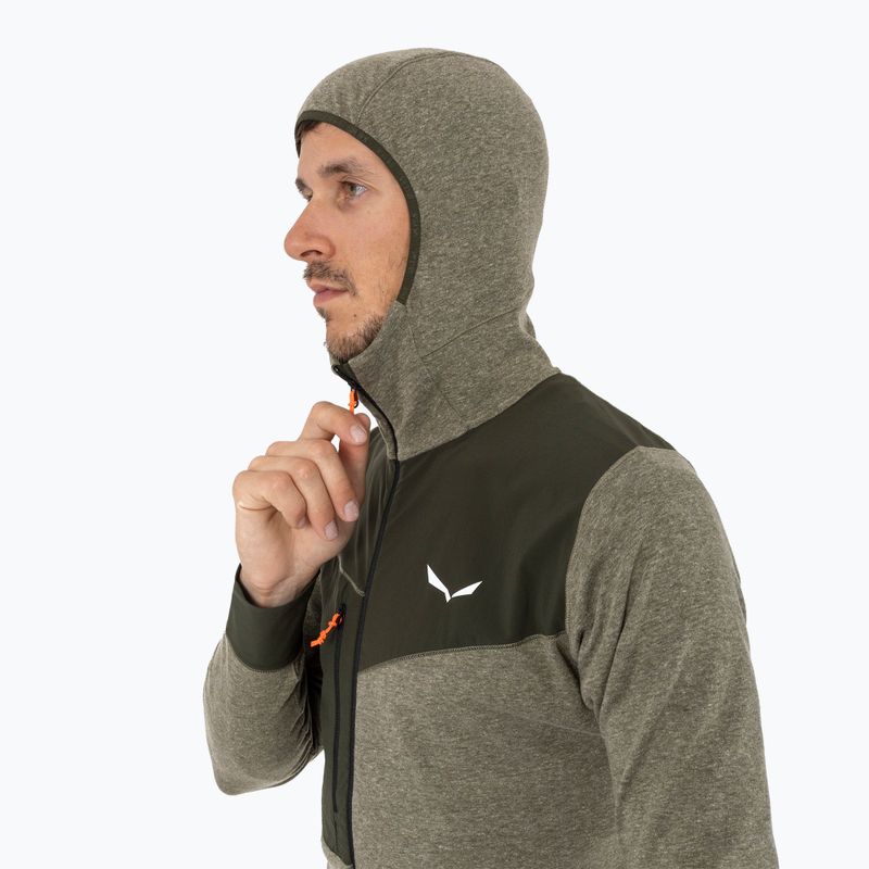 Pánská trekingová mikina Salewa Puez 2 Dry Hood FZ dark olive melange 6