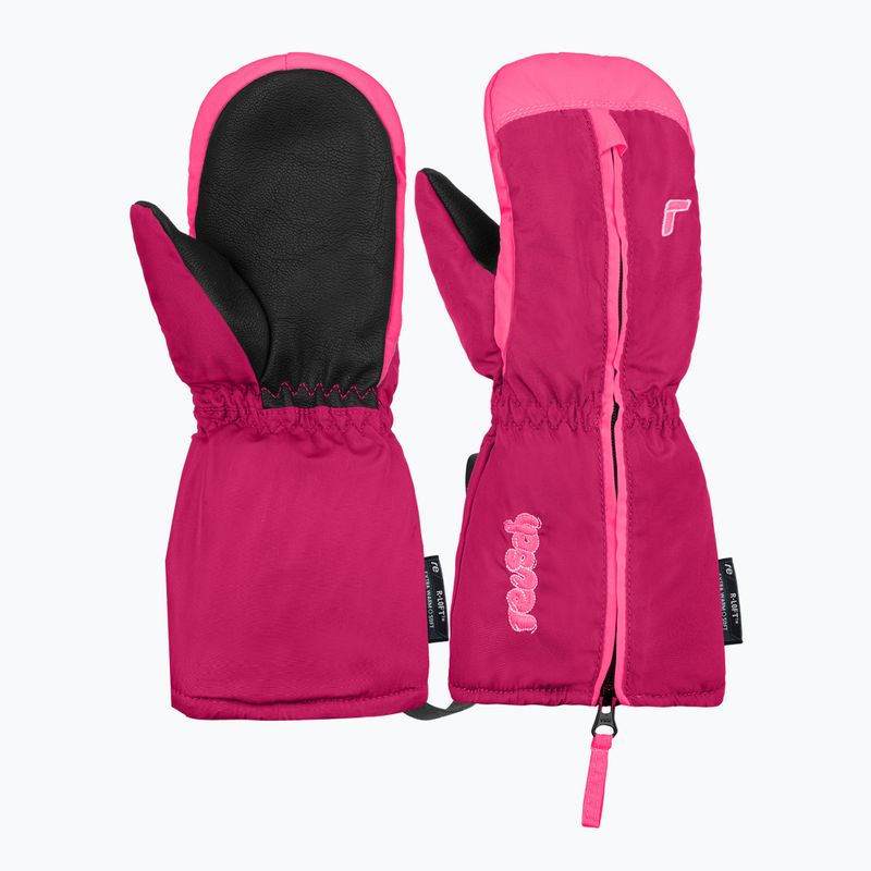 Dětské lyžařské rukavice Reusch Tom Mitten fuchsia purple/knockout pink