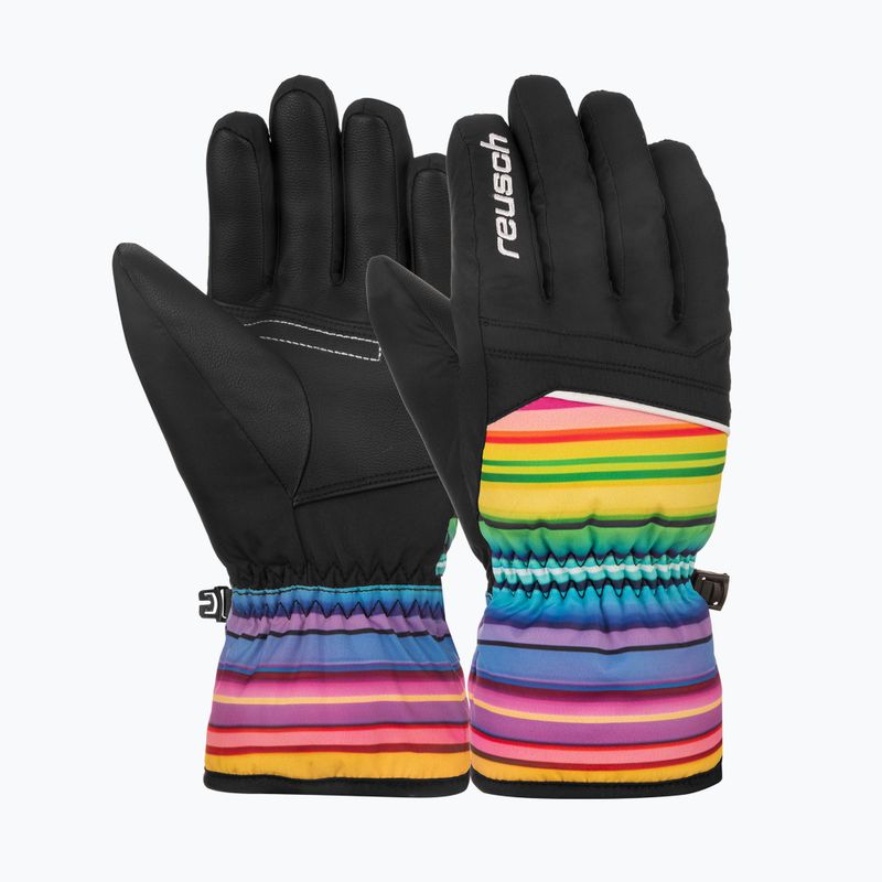 Dětské lyžařské rukavice Reusch Alan Junior black/multicolour lines 2