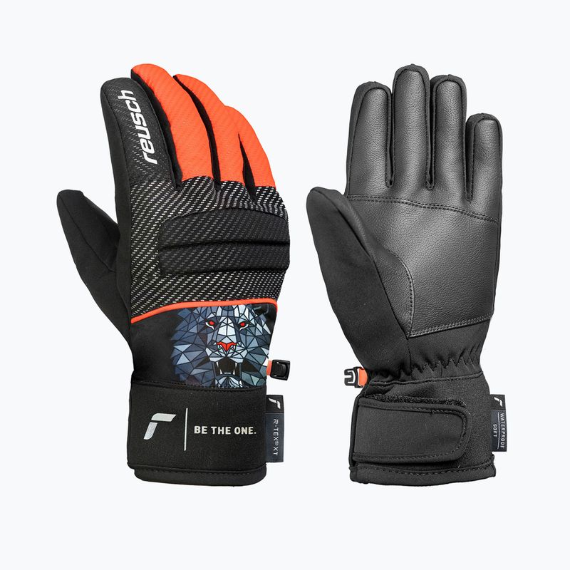 Dětské lyžařské rukavice Reusch Warrior R-Tex XT Junior black/silver/fluorescent red
