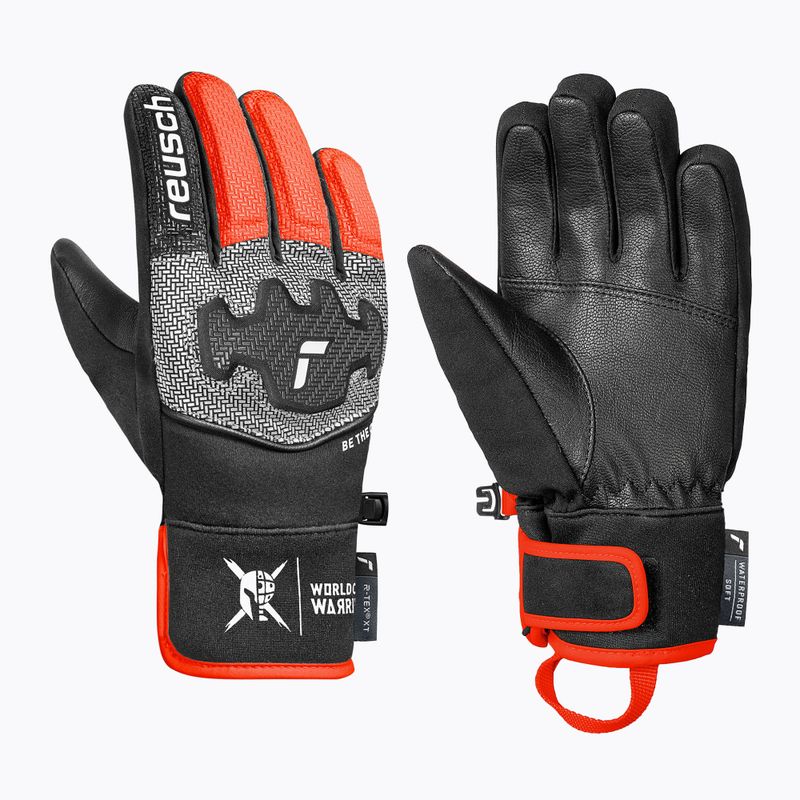 Dětské lyžařské rukavice Reusch Worldcup Warrior Prime R-Tex XT black/silver/fluorescent red