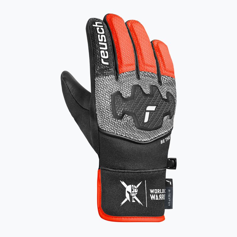 Dětské lyžařské rukavice Reusch Worldcup Warrior Prime R-Tex XT black/silver/fluorescent red 3