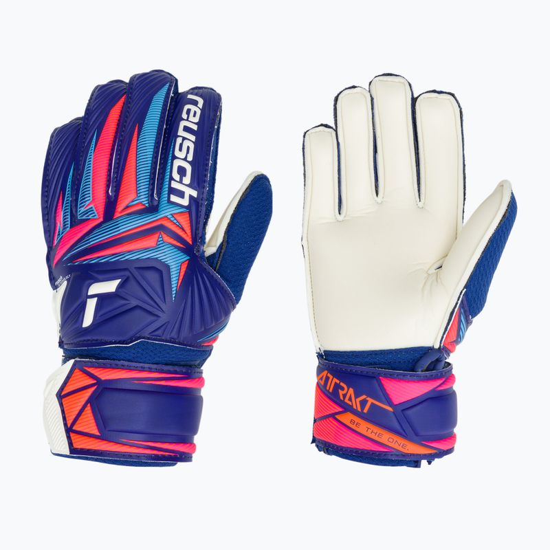 Dětské brankářské rukavice Reusch Attrakt Solid Junior sharp blue/white/shocking orange