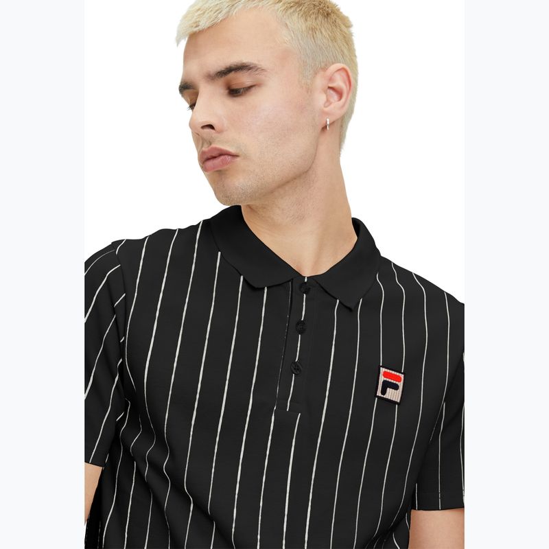 Pánské polo tričko FILA Luckenwalde black/bright white striped 4