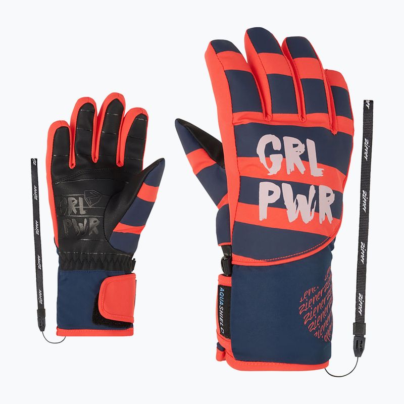 Dětské lyžařské rukavice ZIENER Liwa Aquashield PR fiery red 8