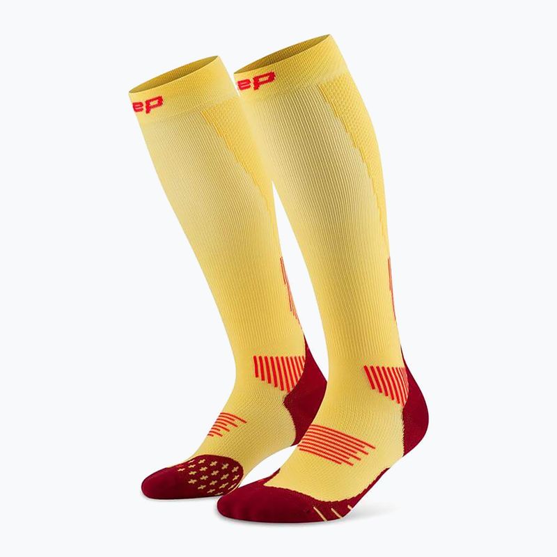 Dámské kompresní ponožky CEP Run Tall 5.0 marigold/burgundy