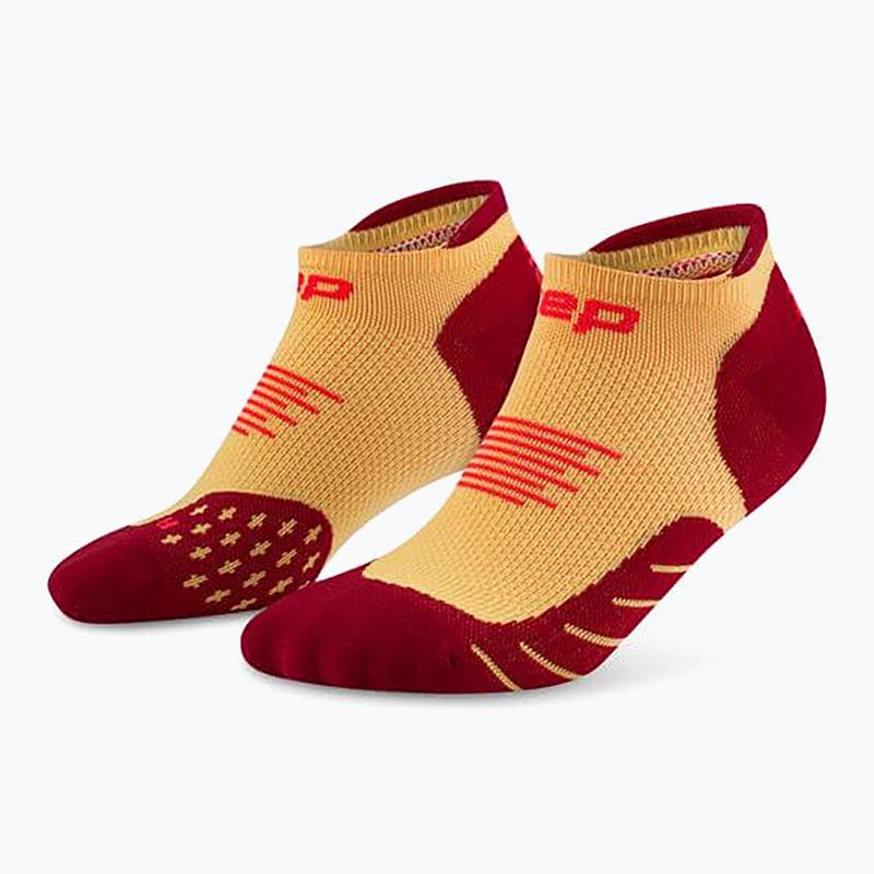 Pánské kompresní ponožky CEP Run No Show 5.0 marigold/burgundy