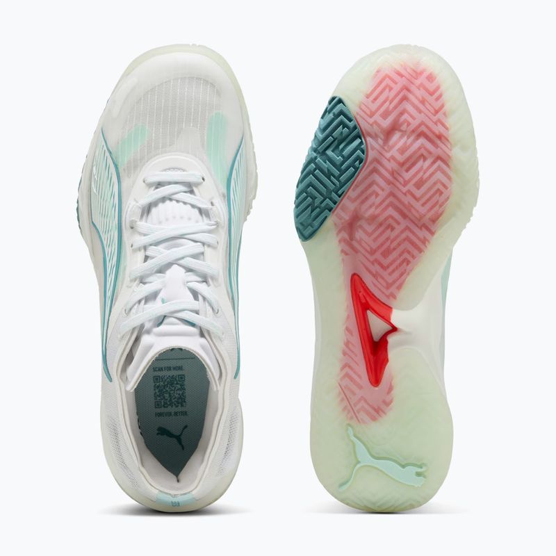 Dámské boty na házenou PUMA Accelerate Nitro SQD 4 Game On puma white/baltic sea blue/fresh water 12
