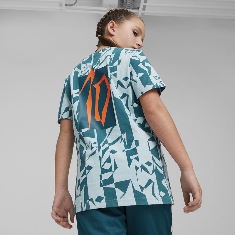 Dětský fotbalový dres PUMA Neymar Jr Creativity Logo Tee ocean tropic/turquoise surf 5