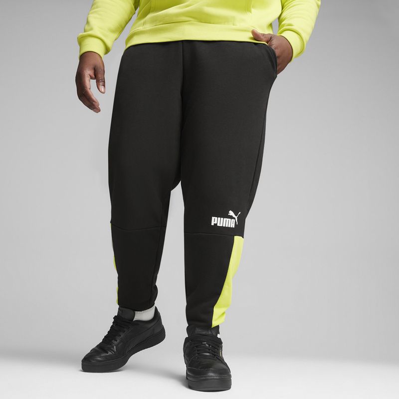 Pánské kalhoty PUMA ESS+ Block Sweatpants TR puma black/lime sheen 4