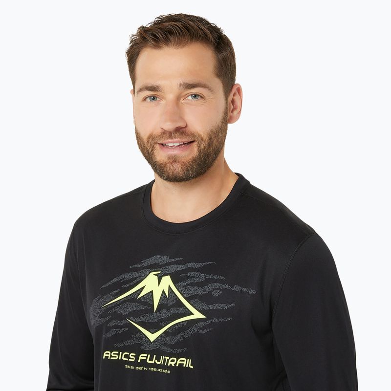 Pánské běžecké tričko longsleeve ASICS Fujitrail Logo black/graphic grey/safety yellow 4