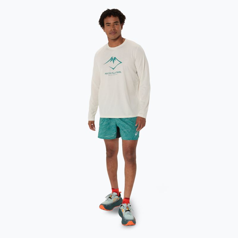 Pánské běžecké tričko Longsleeve ASICS Fujitrail Logo birch/white sage/rainy lake 2