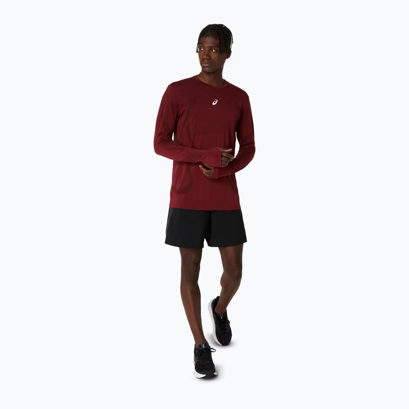 Pánské běžecké tričko Longsleeve ASICS Road Seamless LS dark red planet  2