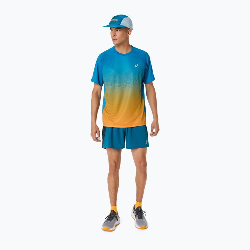 Pánské běžecké tričko ASICS Road Fade SS Aegean Blue/Yamabuki 2