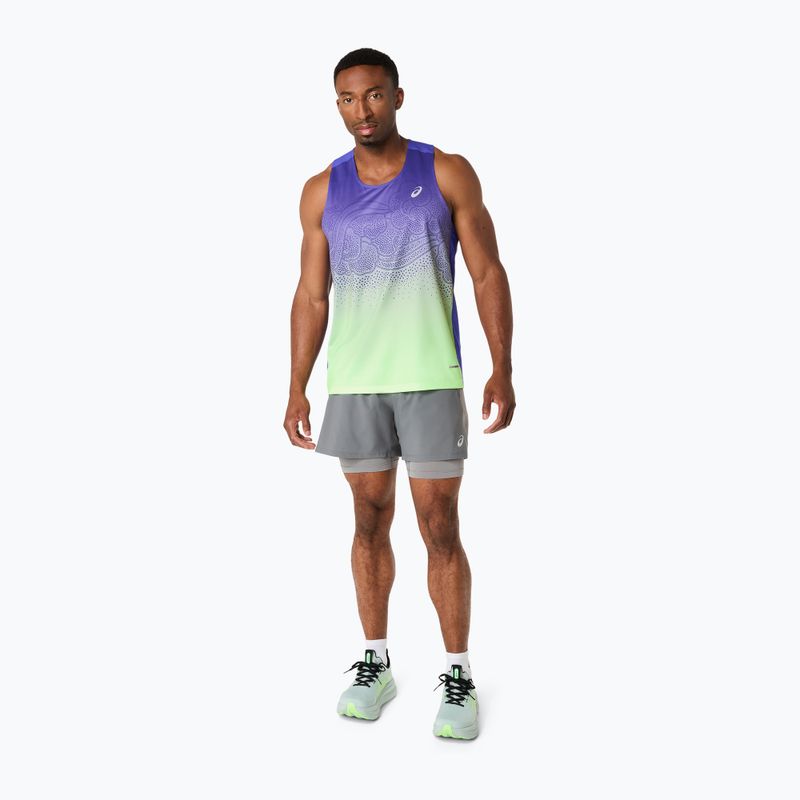 Pánské běžecké šortky ASICS Road 2N1 5IN clay grey/steel grey/illuminate green 2