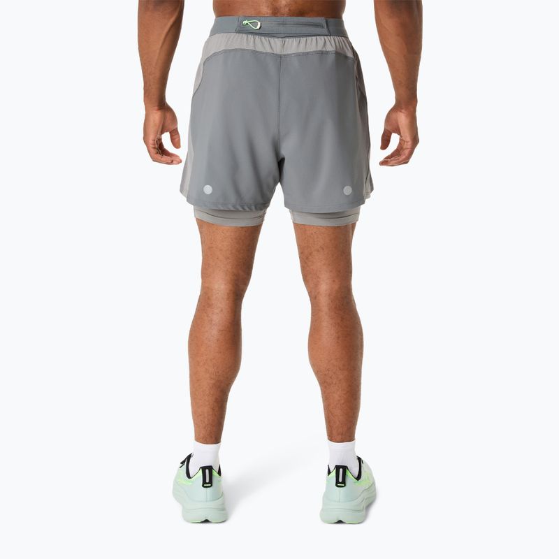 Pánské běžecké šortky ASICS Road 2N1 5IN clay grey/steel grey/illuminate green 3