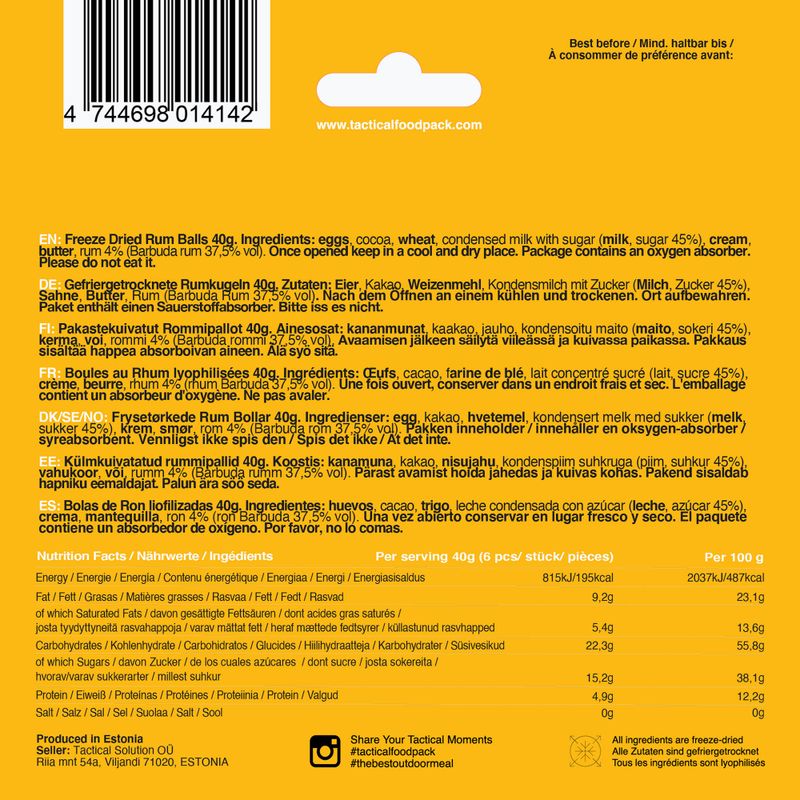 Snack Tactical Foodpack Freeze Dried Rum Balls 40 g 4